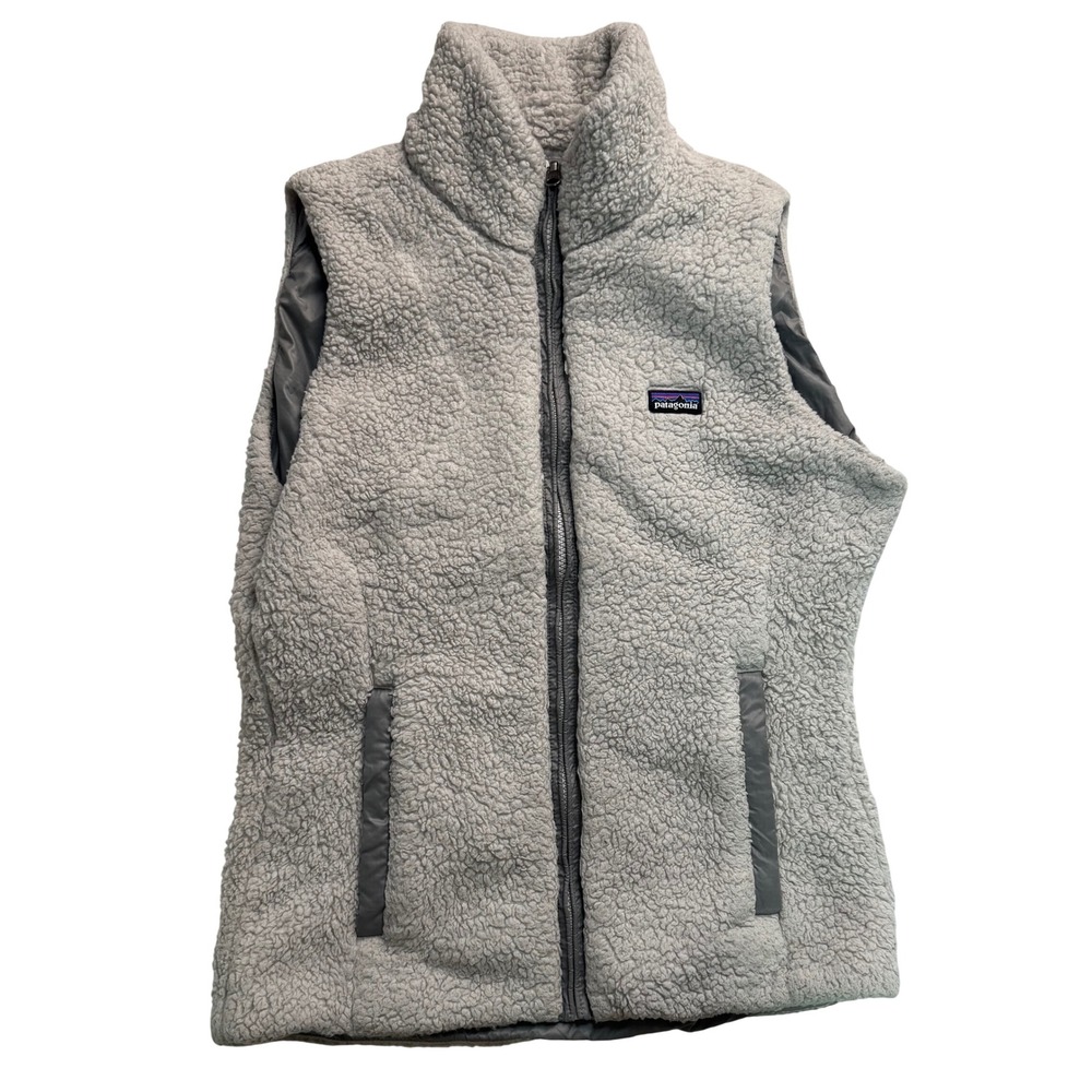 Patagonia Los lobos Reversible Fleece Vest Womens Medium Grey 25205 Full Zip